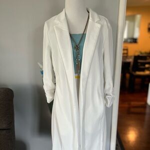 White mid thigh blazer